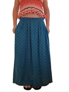 100% Rayon Blue Floral Sag Harbor Maxi Skirt
